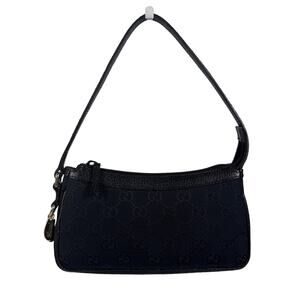 Gucci Vintage Black GG Monogram Mini Charmy Shoulder Pochette Bag